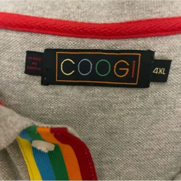 COOGI Embroidered Hands Green polo Rainbow Colors Size 3XL Cotton Vintage Y2K - Picture 7 of 7